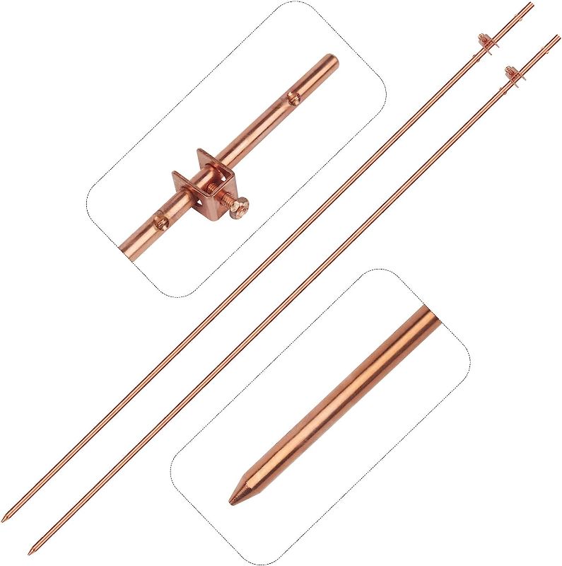 Photo 1 of 2-Pack Ground Rod 3/8''x4', Grounding Stake, Electrical Fence Antenna Electrode Satellite Dish TV Aerial Electrical Wire Lightning Rod Grounding Bar Copper Grounding Rod