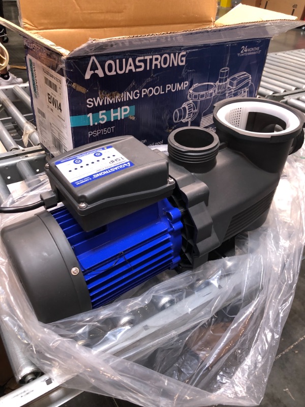 Photo 3 of Aquastrong 1.5 HP In/Above Ground Pool Pump with Timer, 220V, 8100GPH, High Flow, Powerful Self Primming Swimming Pool Pumps with Filter Basket