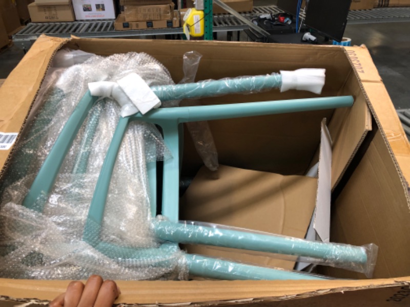 Photo 1 of Amazon Basics Light Blue, Curved Back Dining Chair-Set of 2, Premium Plastic Light Blue Chair-Set