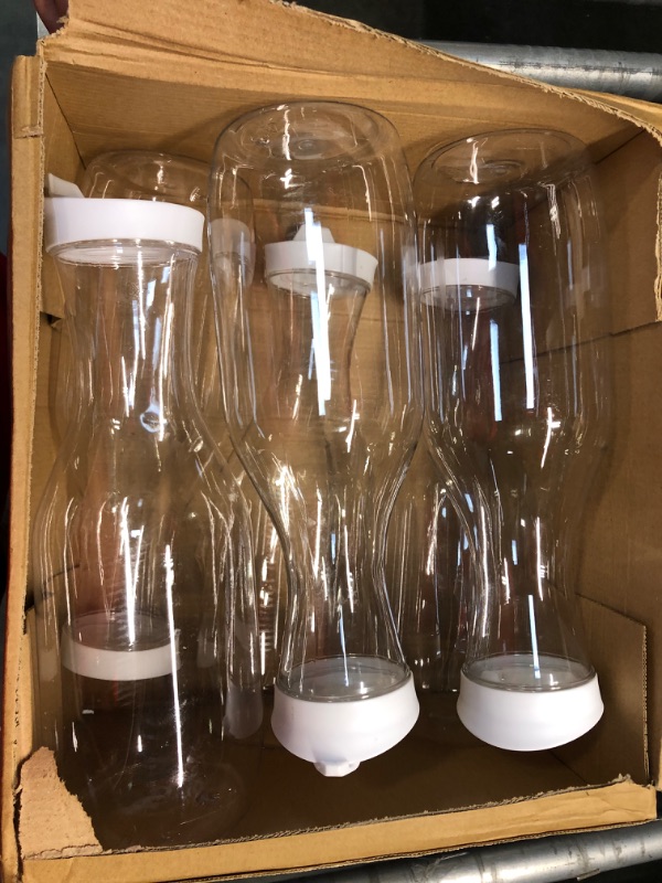 Photo 3 of 6 Pack Large 50 Oz Water Carafe with White Flip Top Lid, Clear Plastic Juice Jar Containers, Mimosa Bar Beverage Pitcher BPA Free - for Water, Iced Tea, Juice, Lemonade, Milk, Soda