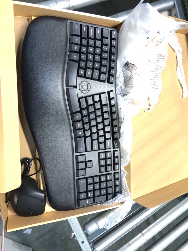 Photo 3 of MEETION Ergonomic Wireless Keyboard and Mouse, Ergo Keyboard with Vertical Mouse, Split Keyboard with Cushioned Wrist, Palm Rest, Natural Typing, Rechargeable, Full Size, Windows/Mac/Computer/Laptop MISSING USB PORT 