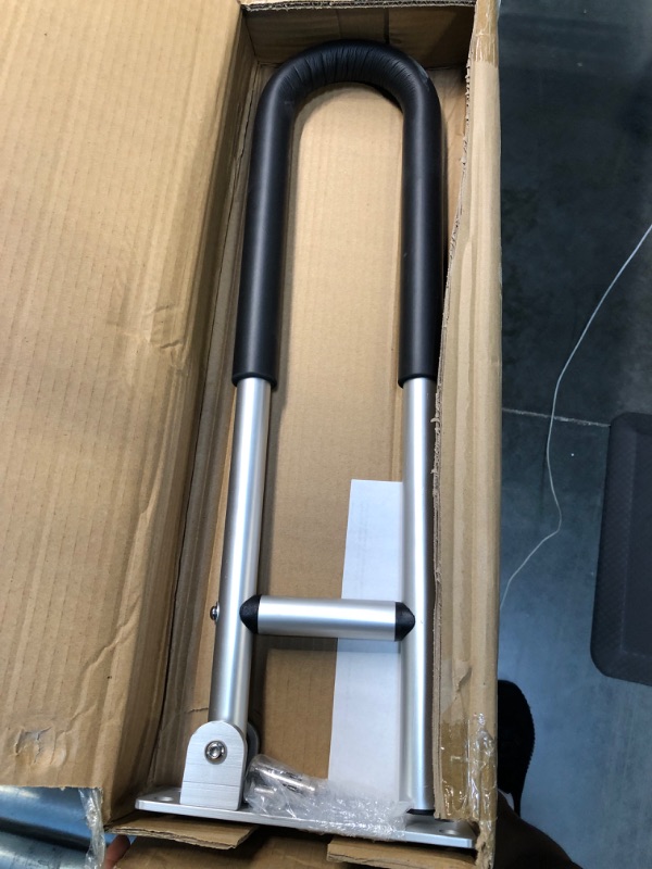 Photo 1 of 1 Pack Flip Up Grab Bar for Bathroom, Toilet Safety Rail for Elderly, Toilet Grab Bar for Elderly for Wall, 24 Inch Non-Skid Toilet Handicap Grab Bar Handicap Rail for Home Hotel Disabled Pregnant