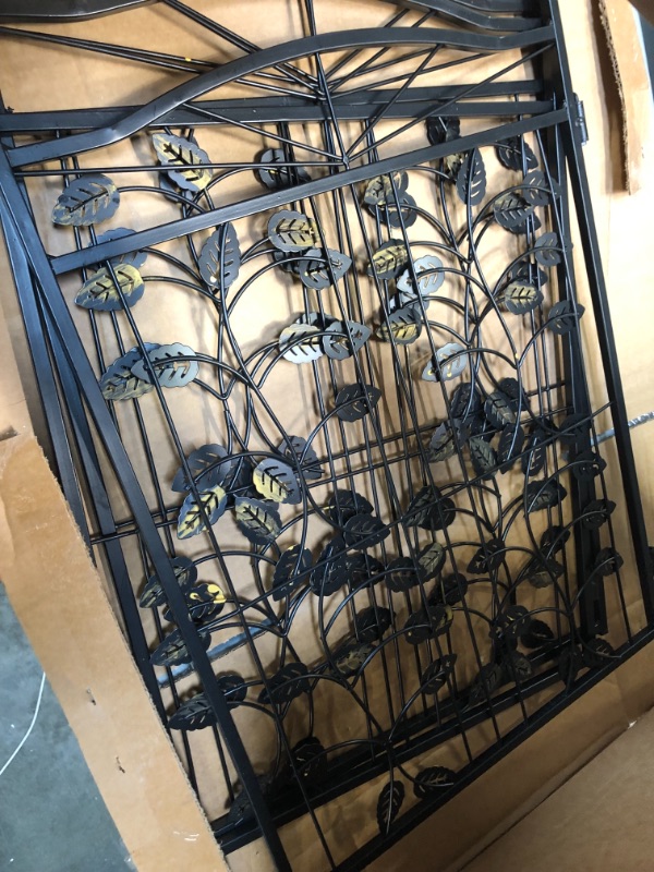 Photo 1 of Hoovy Freestanding Metal Pet Gate: Foldable & Extendable Dog & Puppy Gate for Home & Office Use | Keeps Pets Safe | No Assembly Required | Portable & Durable Design (Metal Leaf Design)