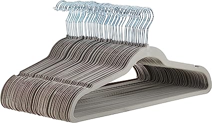 Photo 1 of Amazon Basics Slim, Velvet, Non-Slip Suit Clothes Hangers, Gray/Silver - Pack of 20
