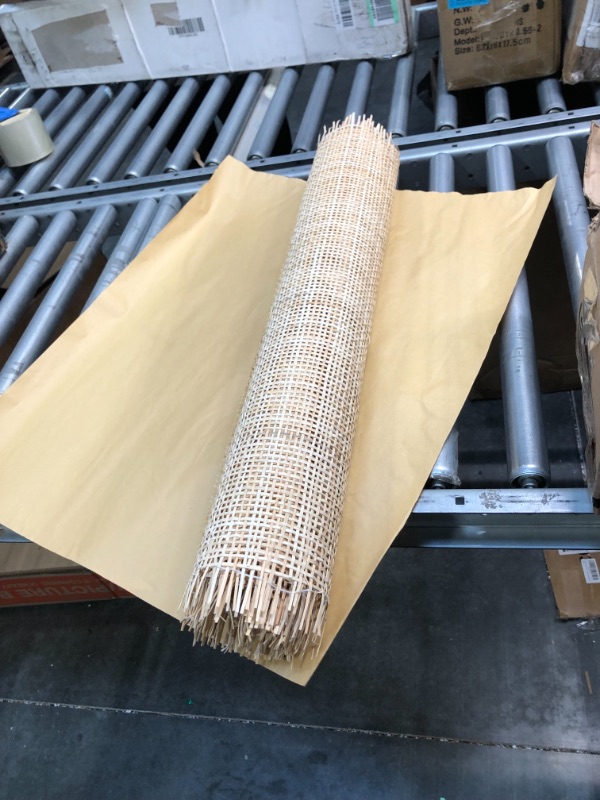 Photo 1 of 24" Width Square Rattan Cane Webbing Roll 3 Feet for Caning Projects Fine Radio Net Mesh Pre Woven Open Mesh Cane Webbing Sheet Natural Rattan Cane Webbing Roll Cabinet Chair (3 Feet)