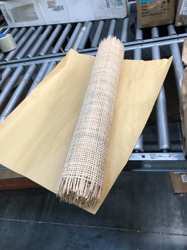 Photo 3 of 24" Width Square Rattan Cane Webbing Roll 3 Feet for Caning Projects Fine Radio Net Mesh Pre Woven Open Mesh Cane Webbing Sheet Natural Rattan Cane Webbing Roll Cabinet Chair (3 Feet)