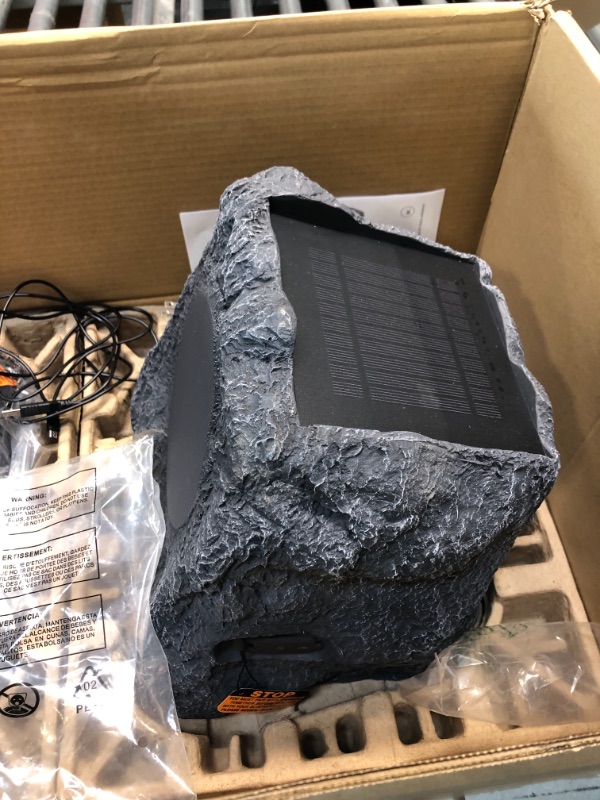 Photo 5 of Innovative Technology Outdoor Rock Speaker Pair - Wireless Bluetooth Speakers for Garden, Patio, Waterproof, Built for all Seasons & Solar Powered with Rechargeable Battery, Music Streaming - Charcoal