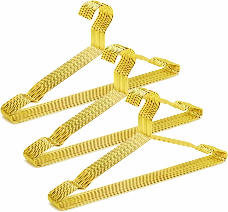 Photo 1 of " Shiny Gold Strong Metal Hanger, Gold Clothes Hangers, Heavy Duty Coat Hangers, Standard Suit Hangers for Jacket, Shirt, Dress
