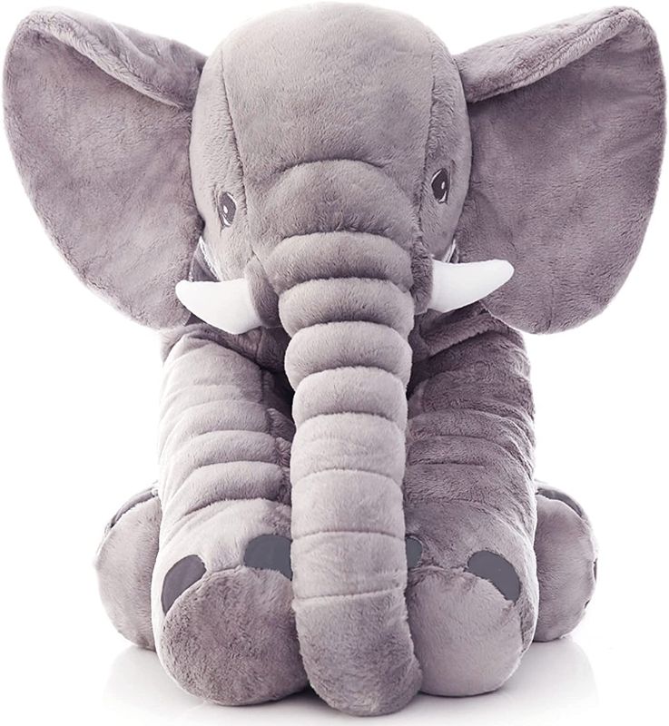 Photo 1 of Gray Big Elephant Stuffed Animals, Adventure Stuffed Elephant Pillow Toy, Brave Boy's and Girl's Room Elephants Plush Decor, Funny Stuffed Elephant Gifts for Kids and Women