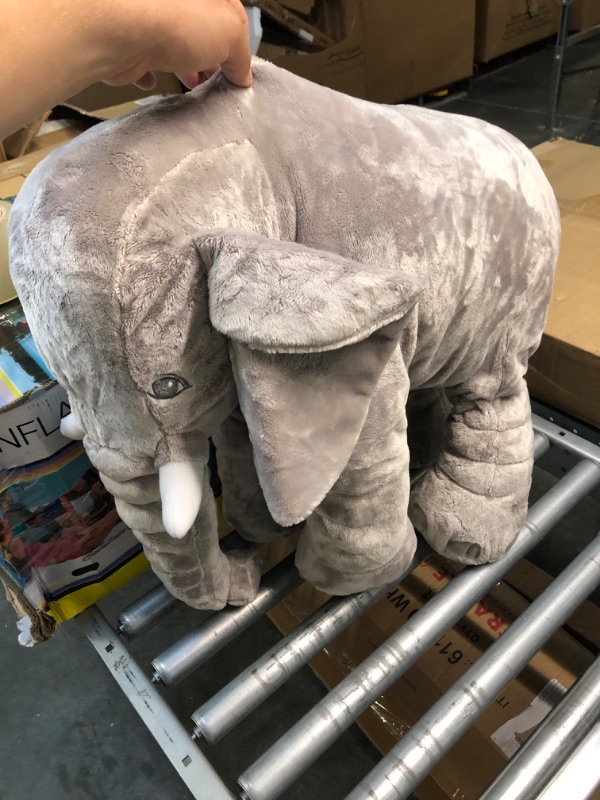 Photo 3 of Gray Big Elephant Stuffed Animals, Adventure Stuffed Elephant Pillow Toy, Brave Boy's and Girl's Room Elephants Plush Decor, Funny Stuffed Elephant Gifts for Kids and Women