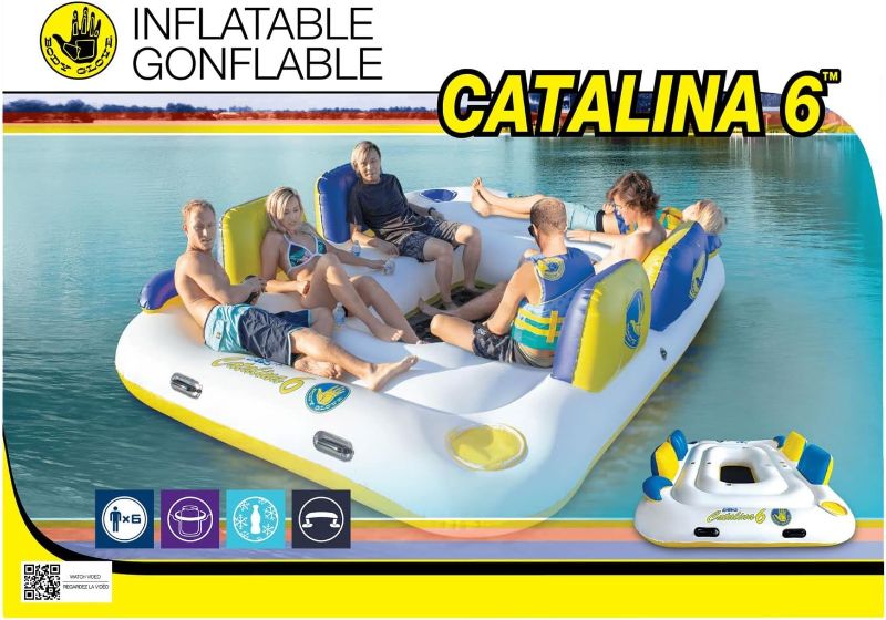 Photo 1 of Body Glove Six Person Inflatable Floating Catalina Island with Bluetooth Speaker, 2 Coolers & 6 Drink Holder