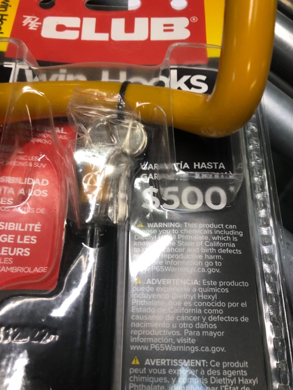 Photo 4 of The Club 3000 Twin Hooks Steering Wheel Lock, Yellow