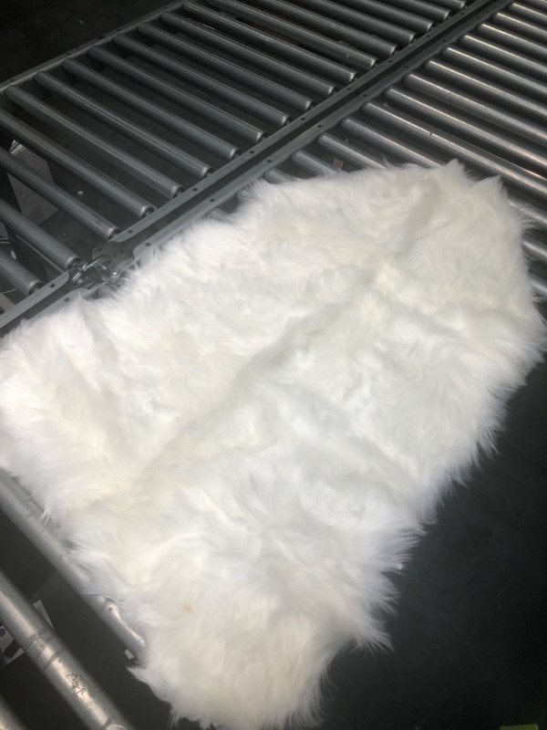 Photo 3 of Ashler Faux Fur Rug, Fluffy Shaggy Area Rug Ultra Soft 2 x 3 Feet Sheepskin Fur Rug, White Fuzzy Rug Machine Washable Shag Rug, Nursery Decor Throw Rugs for Bedroom, Kids Room, Living Room