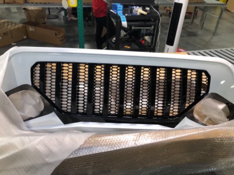 Photo 3 of Front Grille Compatible with 2018-2021 Jeep Wrangler JL JLU Gladiator JT (White Black)