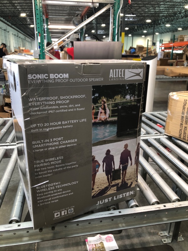 Photo 2 of Altec Lansing Sonic Boom - Waterproof Bluetooth Speaker with Phone Charger, IP67 Outdoor Speaker, 3 USB Charging Ports, 50 Foot Range & 20 Hours Battery Life