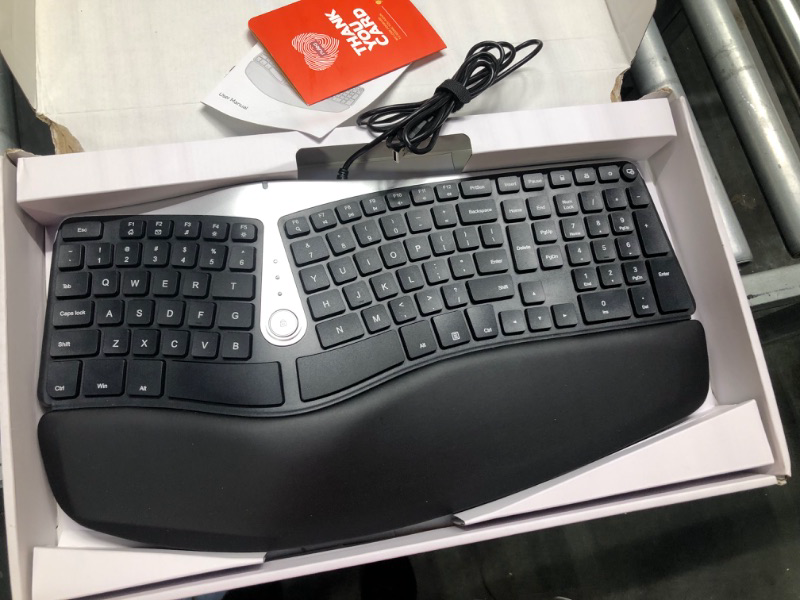 Photo 3 of Nulea Ergonomic Keyboard, Wired Split Keyboard with Pillowed Wrist and Palm Support, Featuring Dual USB Ports, Natural Typing Keyboard for Carpal Tunnel, Compatible with Windows/Mac