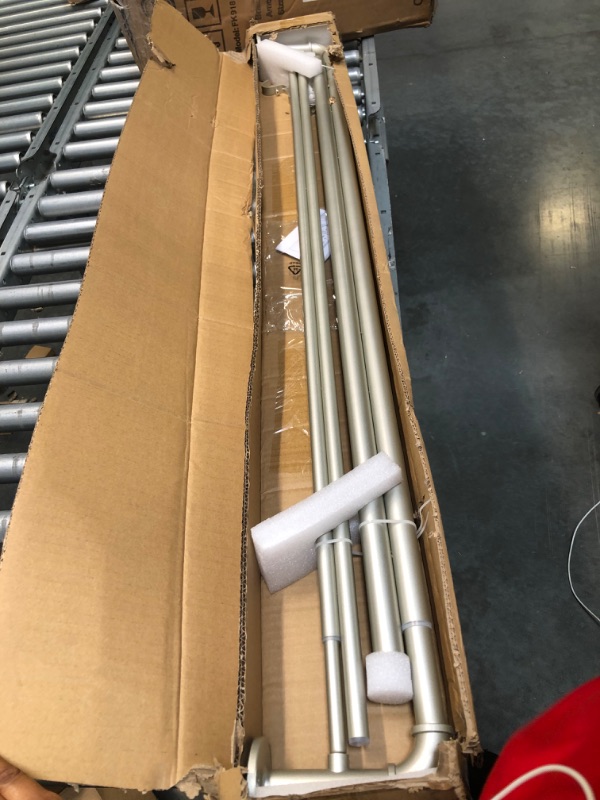 Photo 1 of 1 Inch Industrial Curtain Rods, Iron Curtain Rod for Windows 48 to 84, Wrap Around Window Double Curtain Rod, Outdoor Farmhouse Curtain Rod, Rustic Curtain Rod, Room Divider Curtain Rod(Sand Silver) Sand Silver 48-84