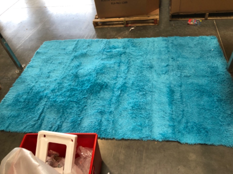 Photo 2 of 95X60 INCH BLUE FUR RUG 