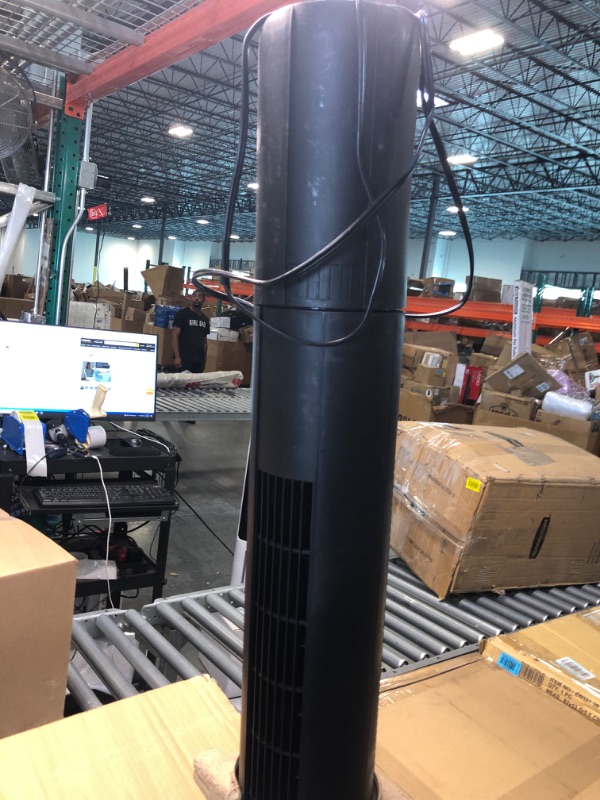 View 3 of HOLMES 42" Digital Tower Fan with Accent Light, ClearRead Display, High/Low Brightness Level, 80° Oscillation, 5 Speeds, 4 Modes, 8-Hour Timer, Home, Bedroom or Office, Remote Control, Matte Black Black 42 Inch Digital/Accent Light