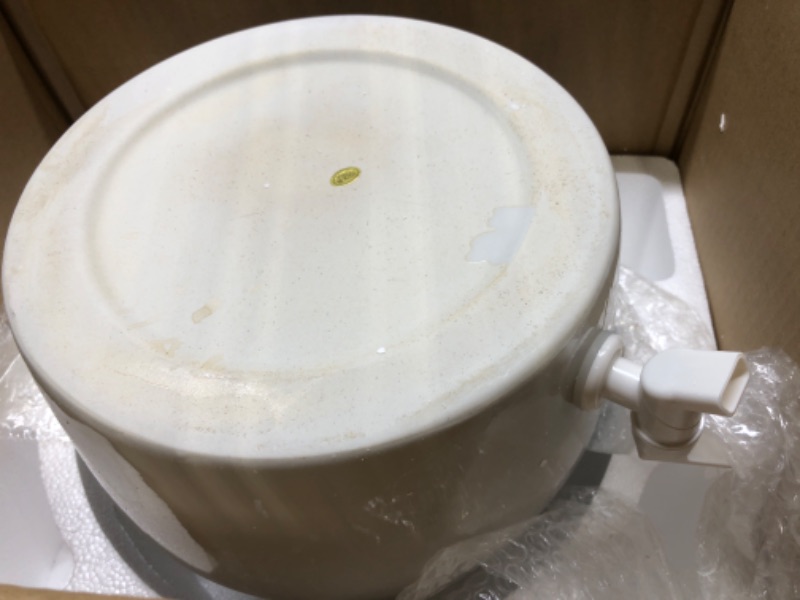 Photo 1 of Sighompro Countertop Ceramic Porcelain Water Jug Dispenser with Faucet and Gasket, with Wooden Stand. Mostly Used for 3 Gallon and 5 Gallon Water Bottles