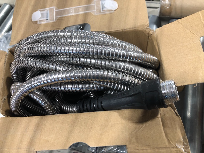 Photo 3 of Bionic Steel 50 Foot Garden Hose 304 Stainless Steel Metal Water Hose – Super Tough & Flexible, Lightweight, Crush Resistant Aluminum Fittings, Kink & Tangle Free, Rust Proof, Easy to Use & Store 50'