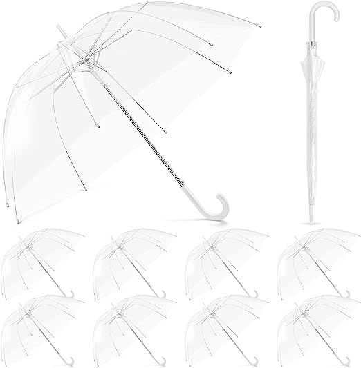 Photo 1 of 7  Pcs Umbrellas Wedding Style Stick Umbrellas Large Canopy Windproof Bubble Umbrellas for Bridal Party Men Women