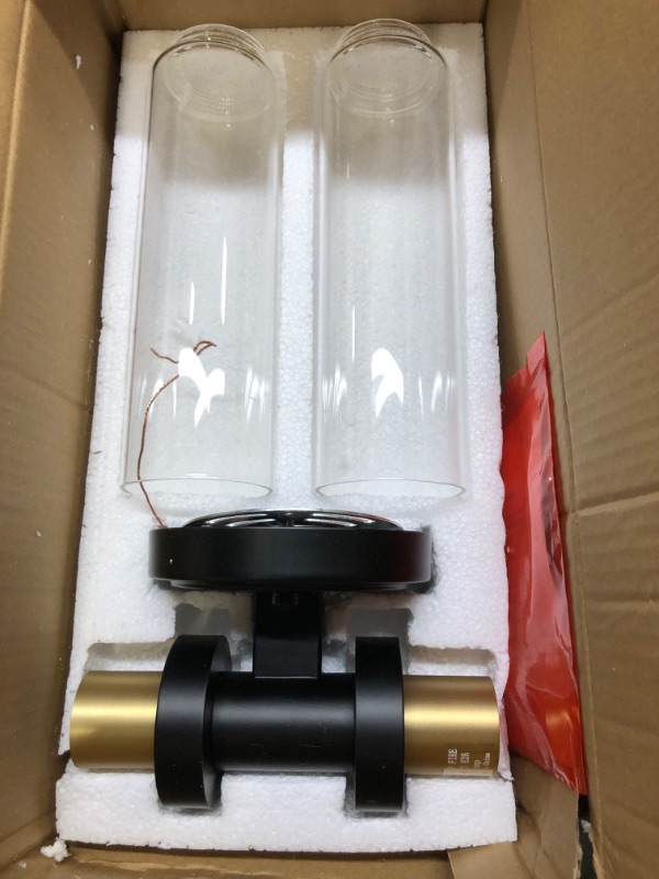 Photo 1 of Bathroom Sconces Wall Lighting W/ Clear Glass, 2-Light Bathroom Vanity Light Fixtures, Modern Wall Lights for Mirror Living Room Hallway, Black and Gold Brushed Brass, E26 T10 Bulbs(Excluded) Black & Gold