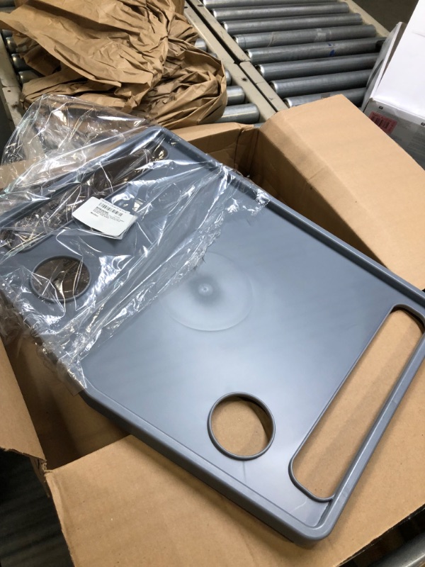 Photo 1 of Easy Comforts Walker Tray with 2 Cup Holders and Raised Edges, Gray, Universal Fit for Standard-Sized Walkers