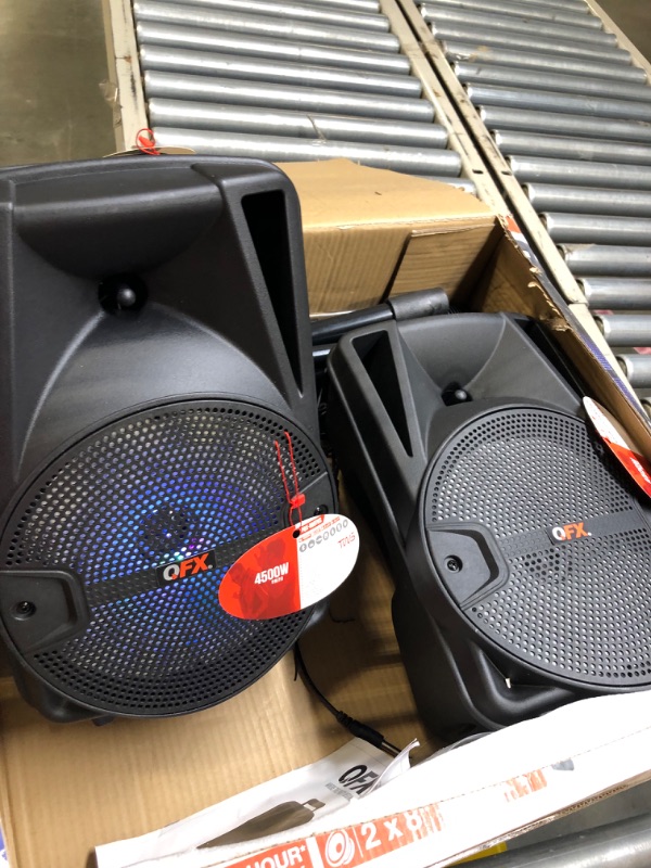 Photo 1 of PBX-800TWS 8-Inch Bluetooth Stereo PA System Comes with 2X 8 Speakers and 2X Stands, 2X Microphones, and a Remote Control