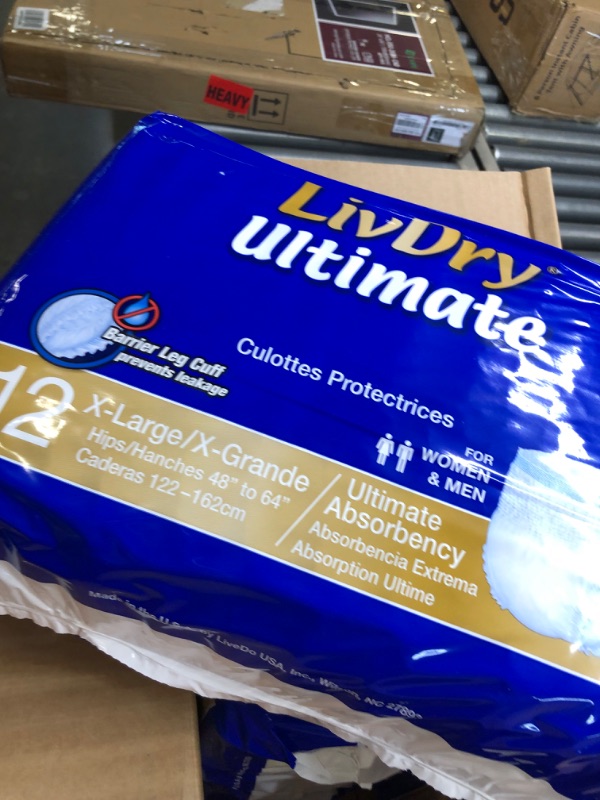 Photo 1 of LivDry Ultimate XL Adult Incontinence Underwear, High Absorbency, Leak Cuff Protection, X-Large, 12-Pack X-Large (12 Count) 4 PACK