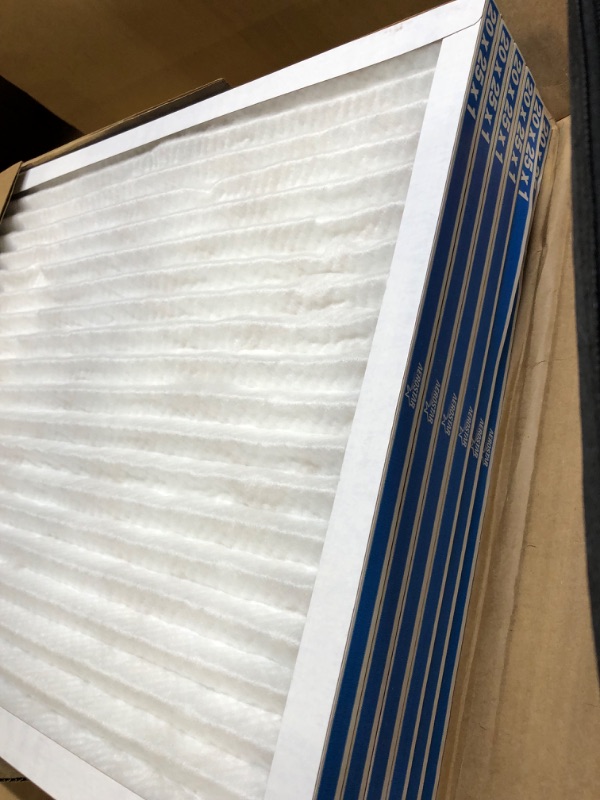 Photo 2 of Aerostar 20x25x1 MERV 13 Pleated Air Filter, AC Furnace Air Filter, 6 Pack (Actual Size: 19 3/4"x 24 3/4" x 3/4")
