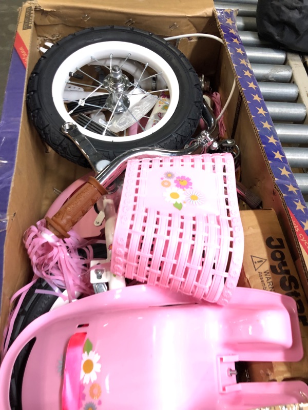 Photo 4 of ****Missing seat bolt*******JOYSTAR Little Daisy Kids Bike for 2-7 Years Girls with Training Wheels & Front Handbrake 12 14 16 Inch Princess Kids Bicycle with Basket Bike Streamers Toddler Girl Bikes, Blue Pink White
