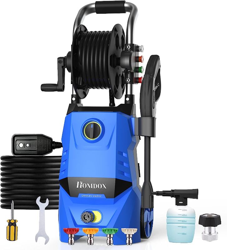 Photo 1 of Homdox 2.3GPM Electric High Pressure Washer 13-Amp Power Washers with Adjustable Spray Nozzle, High Pressure Hose, Detergent Tank for Cleans...
