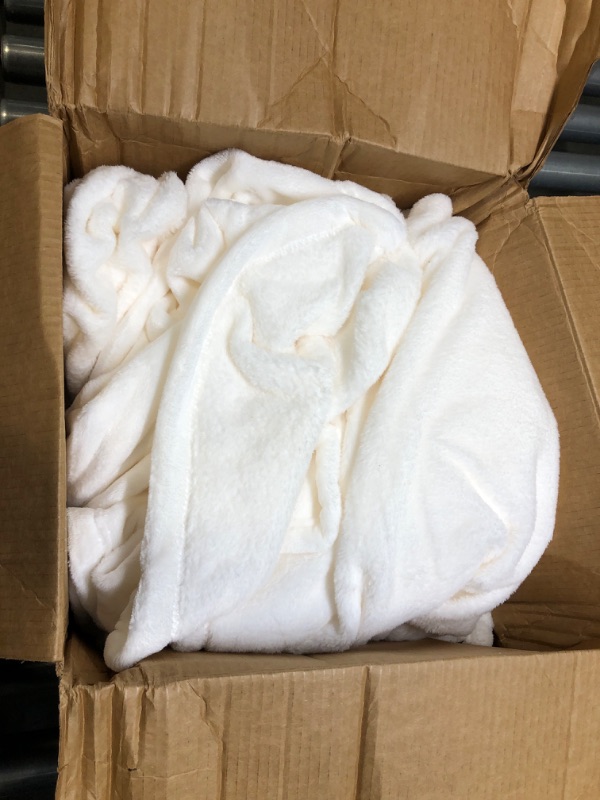 Photo 3 of Bedsure Fleece Blanket Throw Blanket - Cream Lightweight Blanket for Sofa, Couch, Bed, Camping, Travel - Super Soft Cozy Microfiber Blanket 50x60 Cream