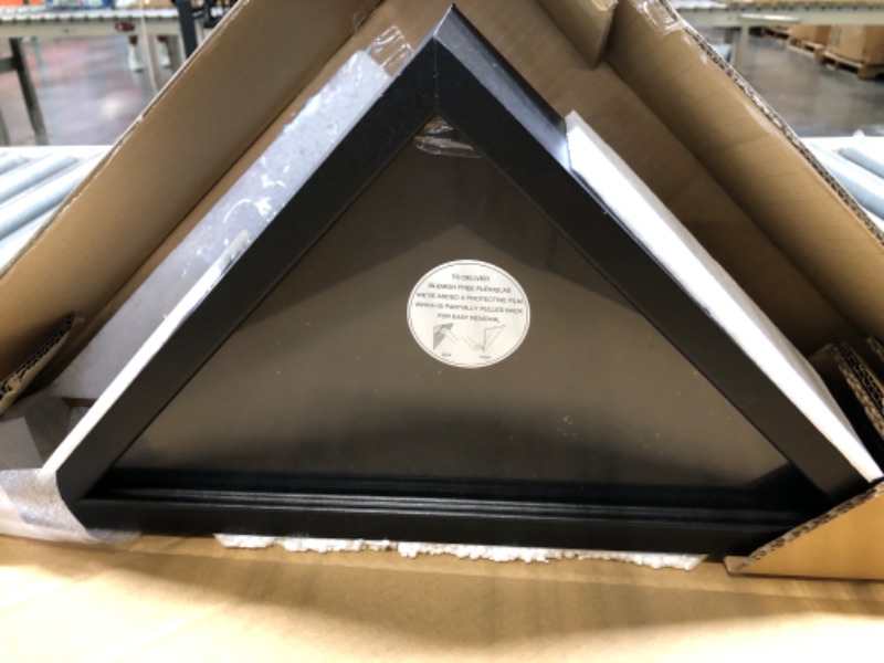 Photo 1 of Americanflat Small Flag Case Frame - Black Wrapped MDF Wood Fits a Small Size 3’x5' Folded Flag | Memorial Flag Display Case for Table or Wall Display with Hanging Hardware Included