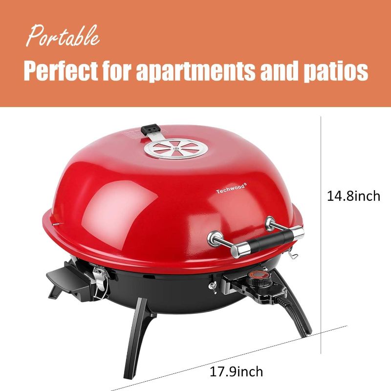 Photo 1 of Electric BBQ Grill Techwood 15-Serving Indoor/Outdoor Electric Grill for Indoor & Outdoor Use, Double Layer Design, Portable Removable Stand Grill, 1600W (Countertop BBQ Grill)
Visit the Techwood Store