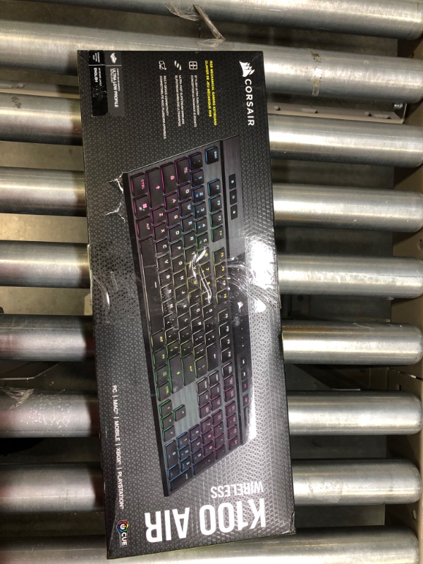 Photo 2 of Corsair K100 AIR Wireless RGB Mechanical Gaming Keyboard - Ultra-Thin, Sub-1ms Slipstream , Low-Latency Bluetooth, Cherry MX Ultra Low Profile Keyswitches - NA Layout, QWERTY - Black K100 AIR WIRELESS CHERRY MX Ultra Low Profile Switches