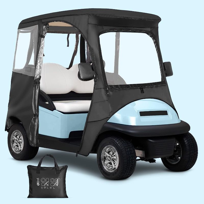 Photo 1 of 10L0L 2 Passenger Golf Cart Enclosure for Club Car Precedent, All Weather Windproof Waterproof Rain Cover, 4-Sided Clear Window & Roll-up Zipper Door
