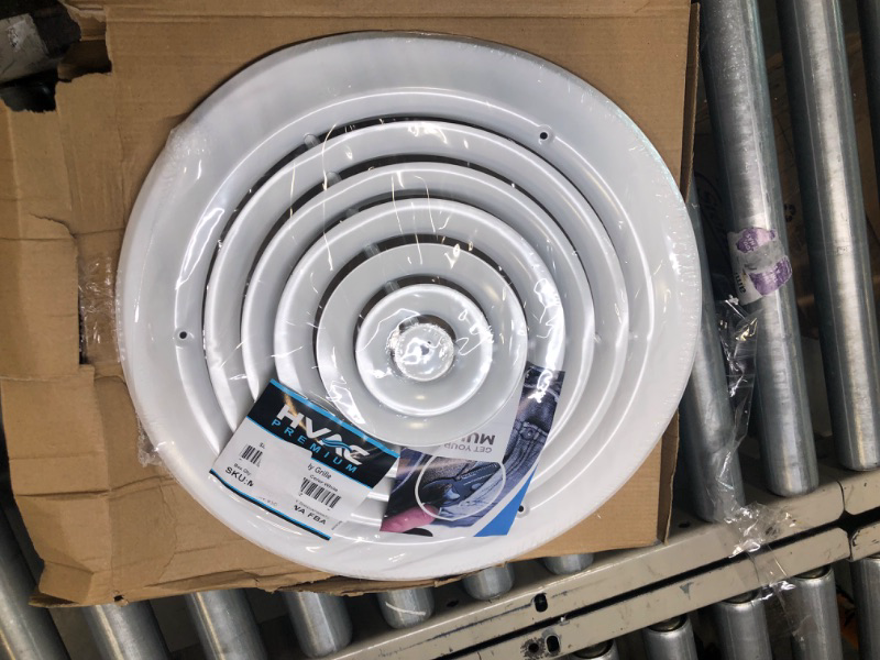 Photo 3 of 12" Round Ceiling Diffuser - Easy Air Flow - HVAC Vent Duct Cover [White] - [Outer Dimensions: 15.75"]