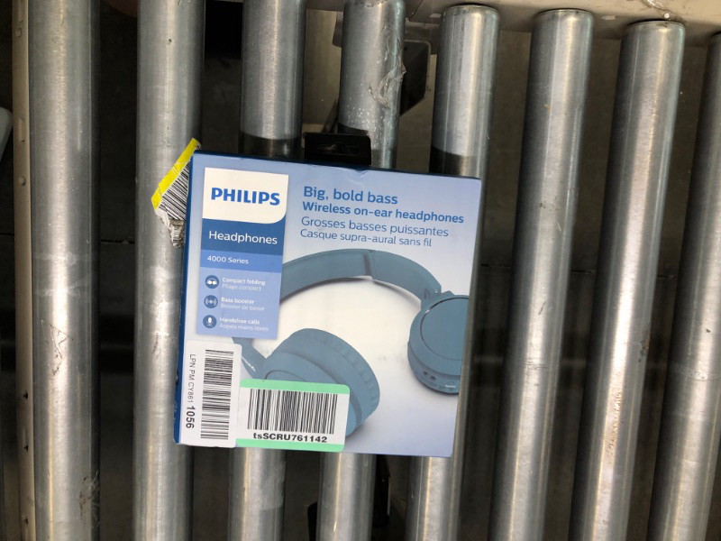 Photo 2 of PHILIPS H4205 On-Ear Wireless Headphones with 32mm Drivers and BASS Boost on-Demand, Blue Blue One-Size