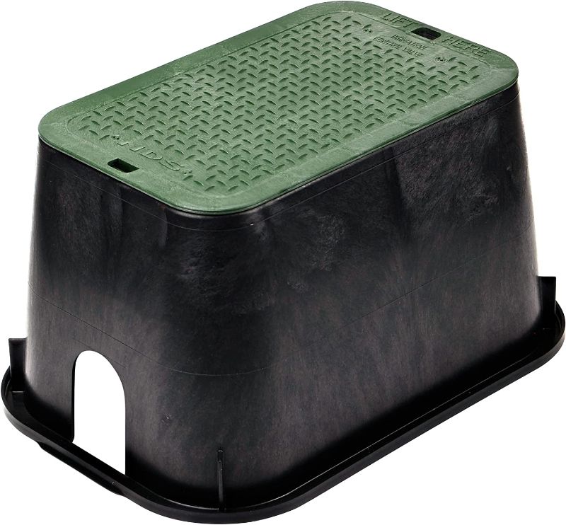 Photo 1 of 10" x 15" x 10" Standard Rectangular Valve Box w/ Drop-In Cover (Black Box/Green Cover)
