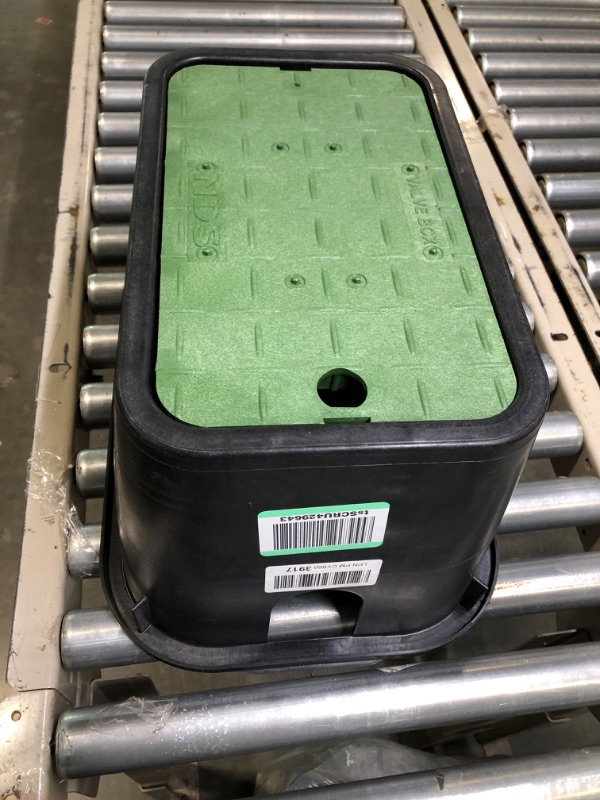 Photo 2 of 10" x 15" x 10" Standard Rectangular Valve Box w/ Drop-In Cover (Black Box/Green Cover)
