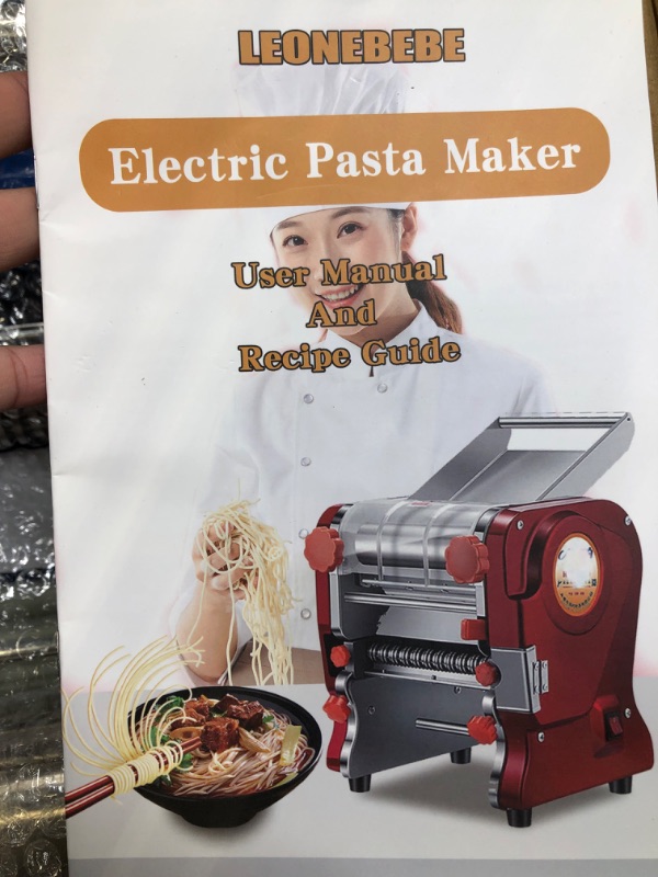 Photo 6 of 550W 110V Electric Pasta Maker Automatic Commercial Noodle Pressing Noodle Machine with 3MM/9MM Dual Purpose Knife Cutter for Spaghetti Lasagna Linguine (Dough Width 18CM)
