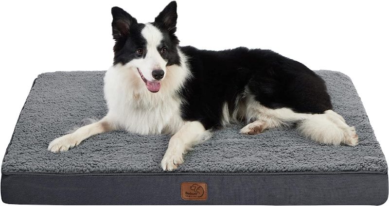 Photo 1 of Bedsure Large Dog Bed for Large Dogs - Big Orthopedic Dog Beds with Removable Washable Cover, Egg Crate Foam Pet Bed Mat, Suitable for Dogs Up to 65lbs, Dark Grey
