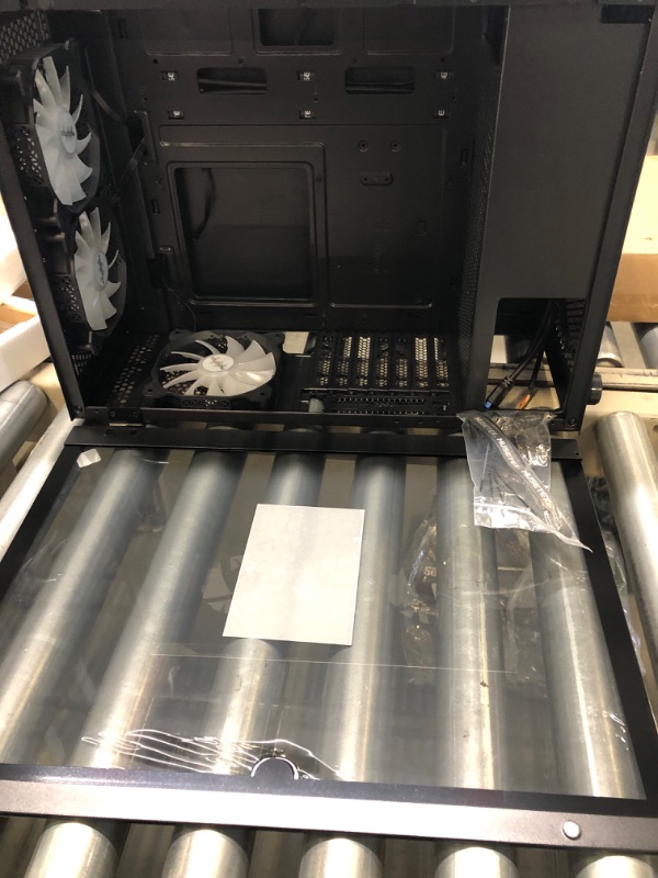 Photo 1 of MUSETEX ATX PC Case Pre-Install 6 PWM ARGB Fans, Polygonal Mesh Computer Gaming Case, Opening Tempered Glass Side Panel Mid-Tower Case, USB 3.0 x 2, Black, NN8
