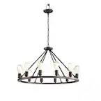 Photo 1 of 12-Light Round Oil Rubbed Bronze Hanging Pendant Lighting with Adjustable Height
