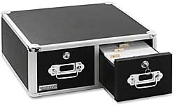 Photo 1 of Vaultz Locking Index Card Cabinet, Double Drawer, Black