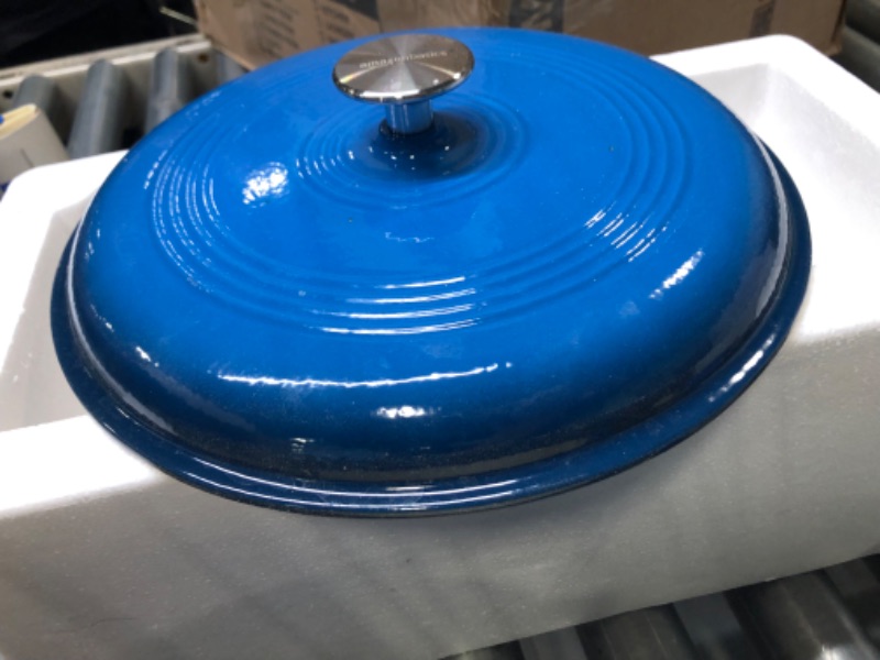 Photo 5 of Amazon Basics Enameled Cast Iron Covered Round Dutch Oven, BLUE