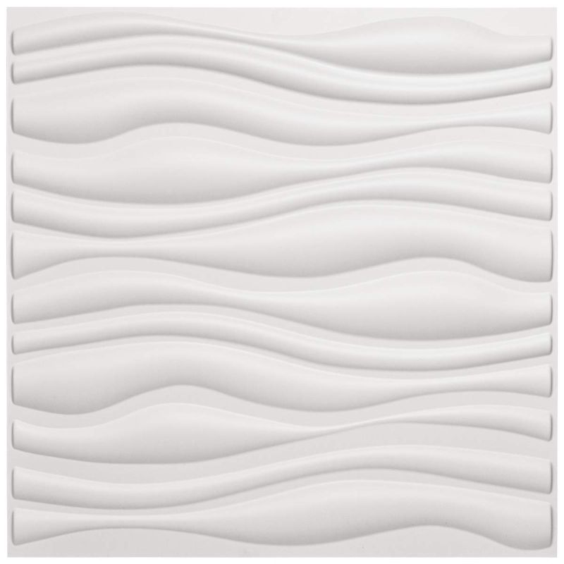 Photo 1 of Art3d PVC Wave Board Textured 3D Wall Panels, White, 19.7" x 19.7" (12 Pack)