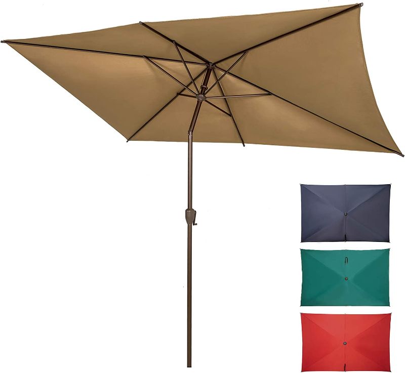 Photo 1 of 
Ogrmar 6.5x10ft Patio Umbrella Rectangular Outdoor Table Umbrella with Crank & Push Button Tilt for Terrace, Backyard, Garden, Courtyard, Swimming Poo